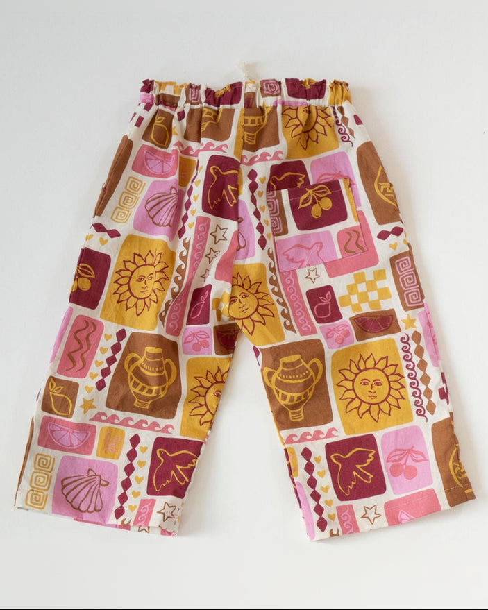 Patterned pajama pants on a white background
